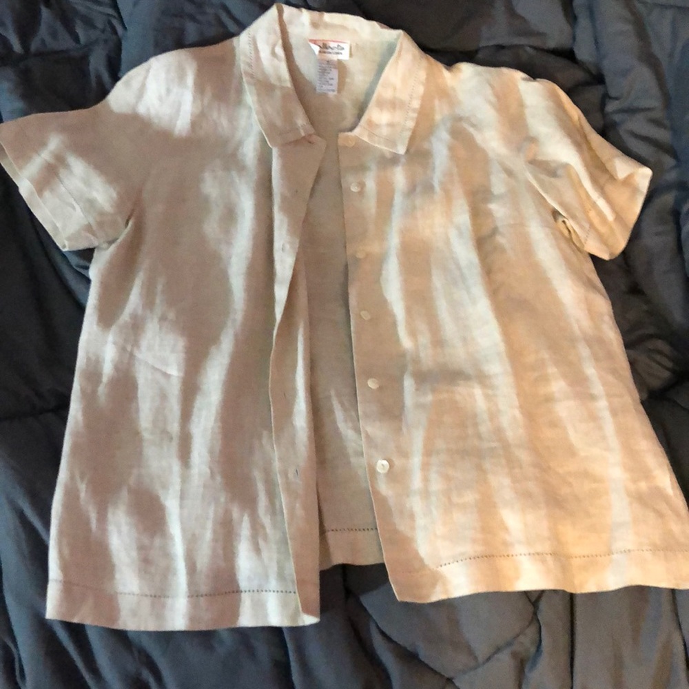 Talbots beige button up blouse.